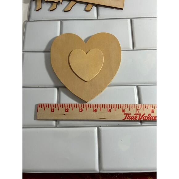 Lot of 5 Unfinished Wood Cut-Outs & Novelty Wood Pieces Moose Walleye Heart - Picture 6 of 7